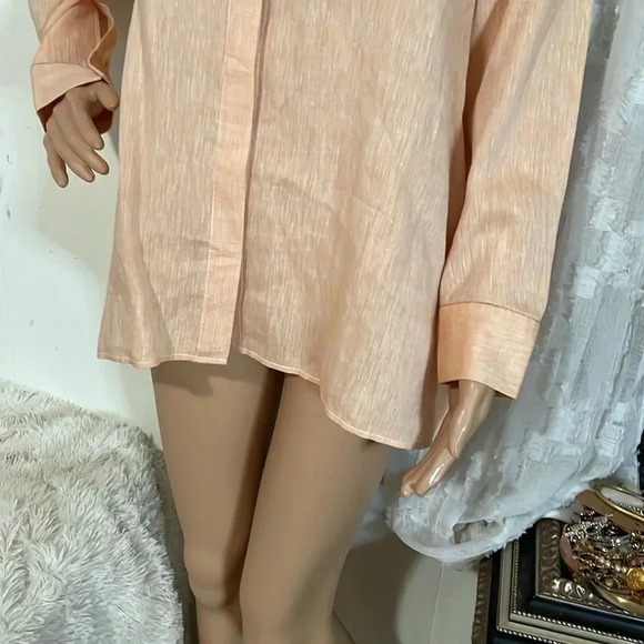 Lafayette 148 New York Peach Button-Up Blouse - Picture 9 of 16